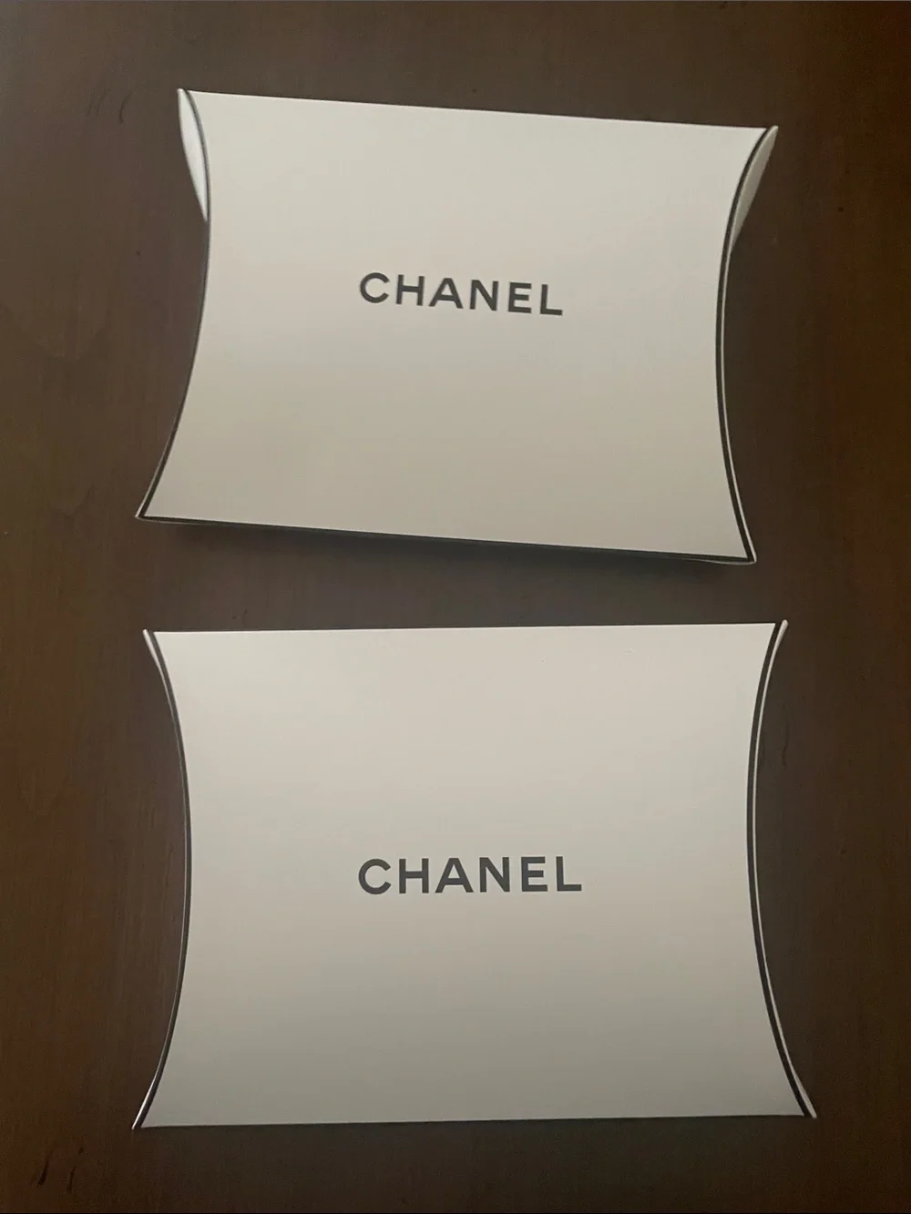 CHANEL White Pillow Box Set with Black Logo
